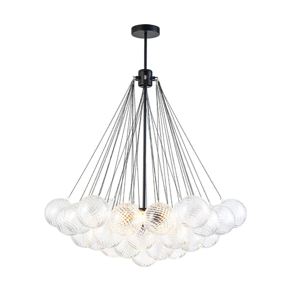 Glam Ribbed Glass Globe Textured Bubble Cluster Chandelier - Image 17