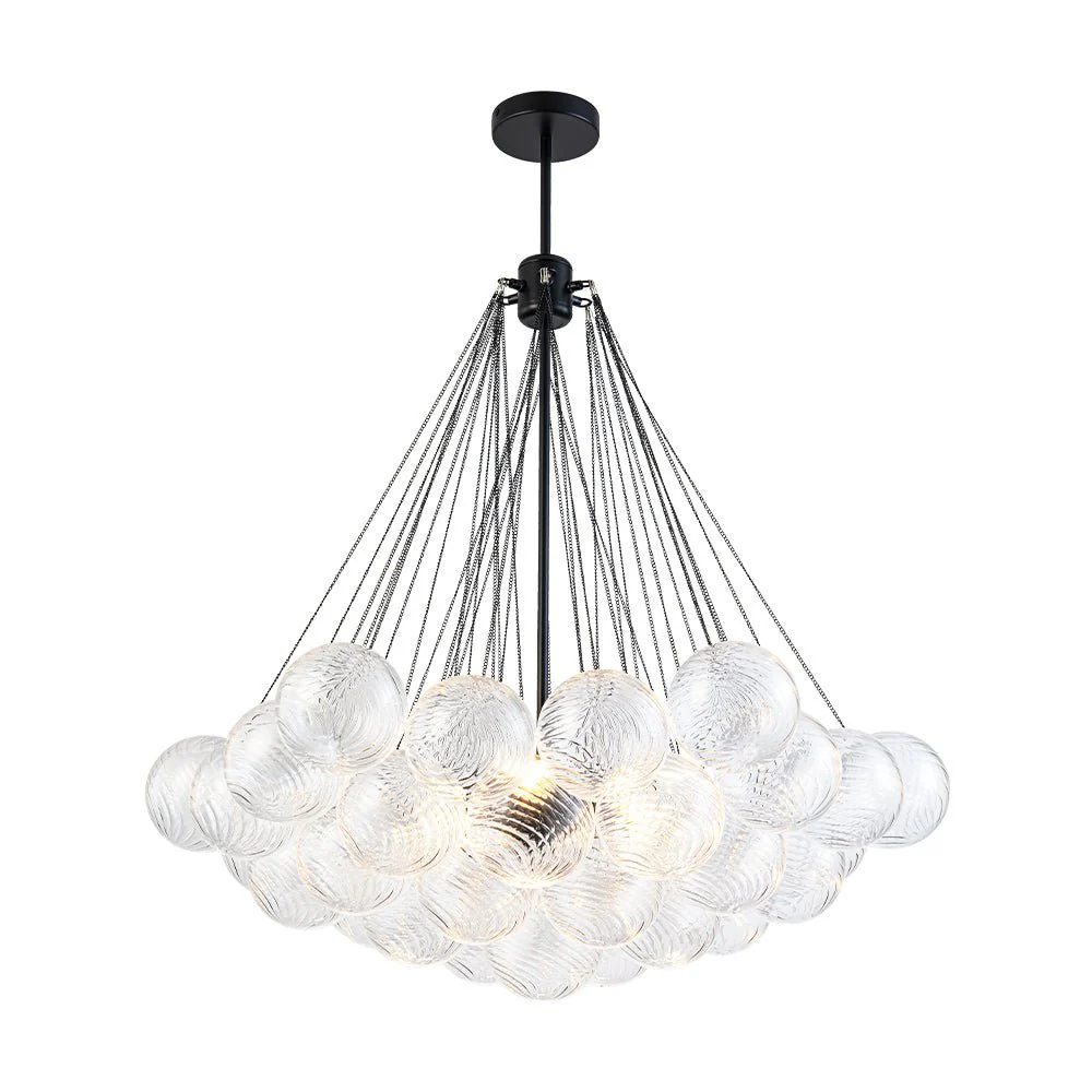 Glam Ribbed Glass Globe Textured Bubble Cluster Chandelier - Image 18