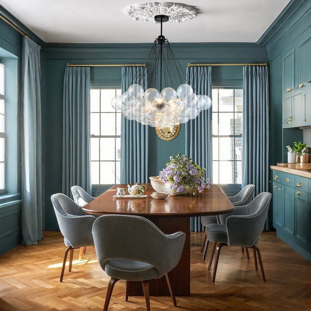 Glam Ribbed Glass Globe Textured Bubble Cluster Chandelier - Image 2