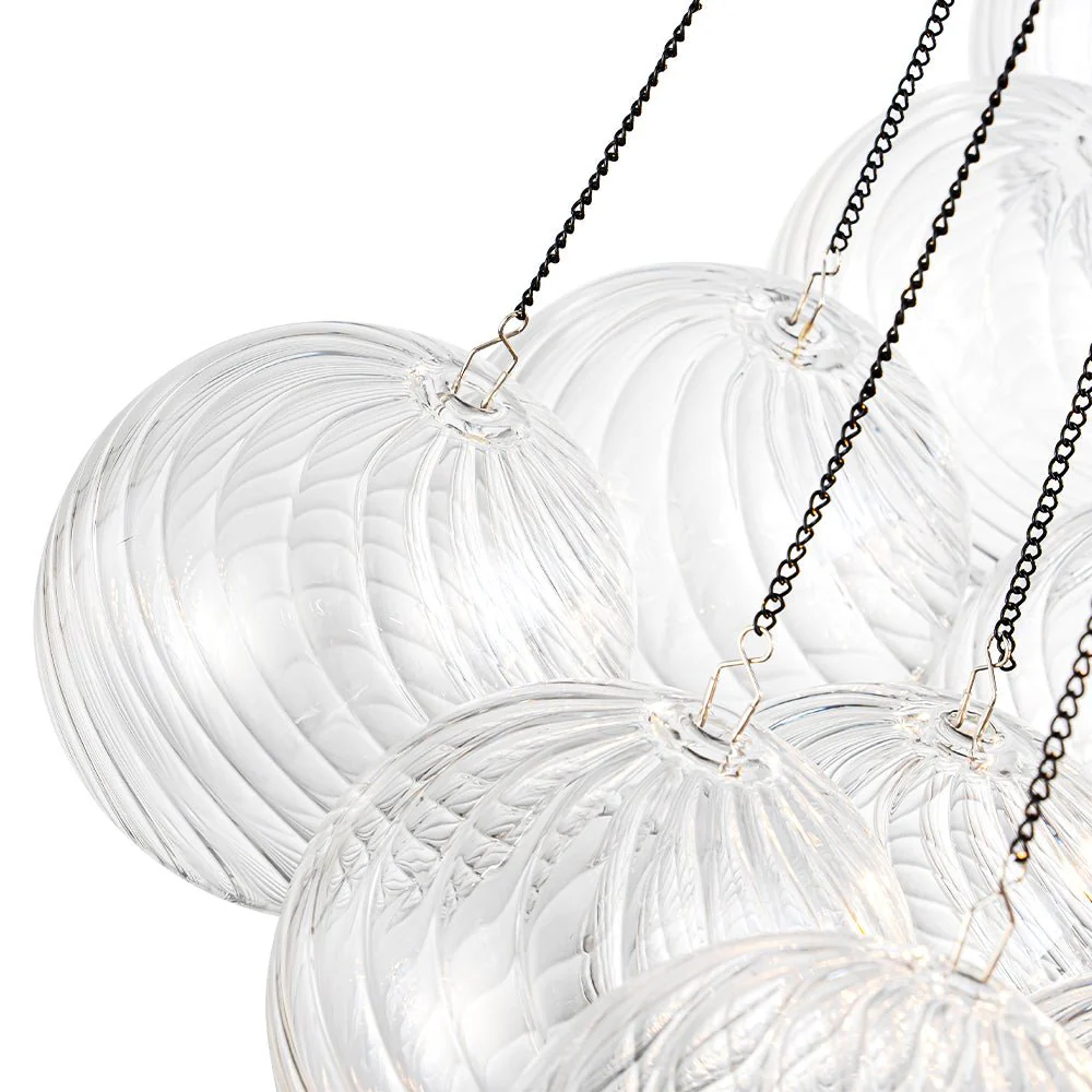 Glam Ribbed Glass Globe Textured Bubble Cluster Chandelier - Image 21