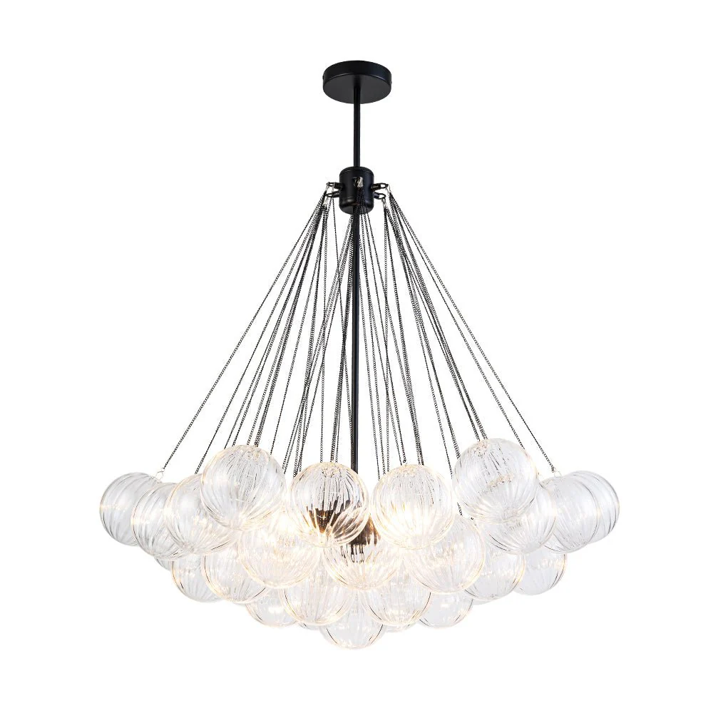 Glam Ribbed Glass Globe Textured Bubble Cluster Chandelier - Image 5