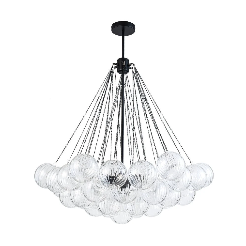 Glam Ribbed Glass Globe Textured Bubble Cluster Chandelier - Image 6