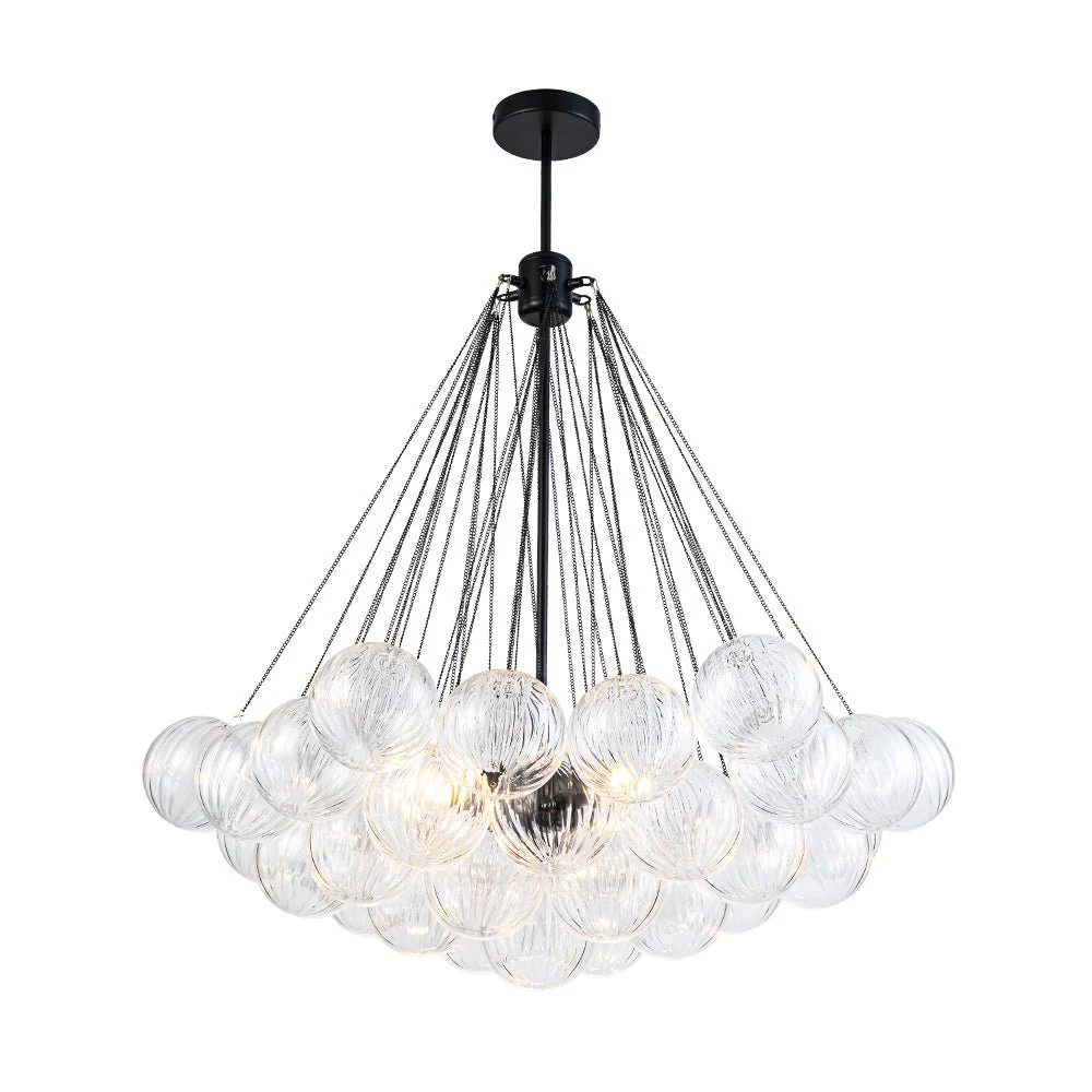 Glam Ribbed Glass Globe Textured Bubble Cluster Chandelier - Image 7