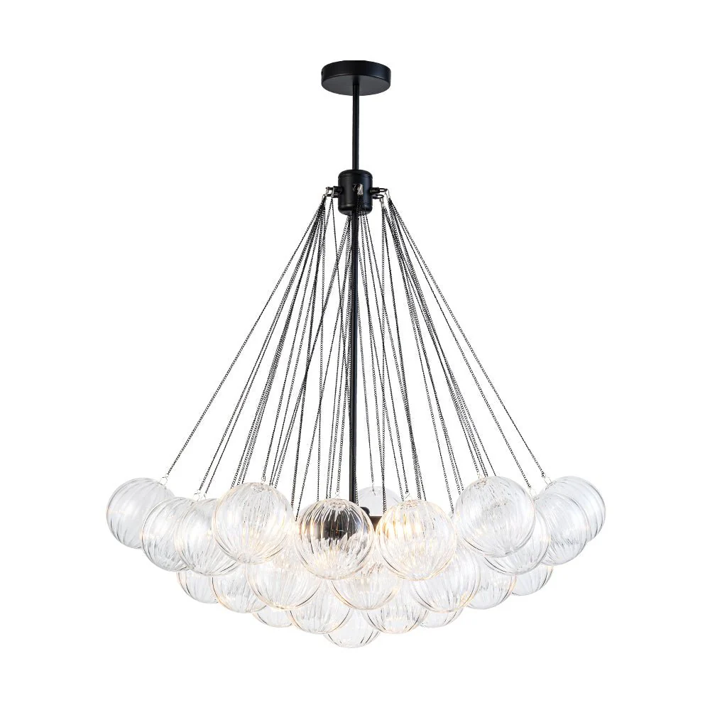 Glam Ribbed Glass Globe Textured Bubble Cluster Chandelier - Image 8
