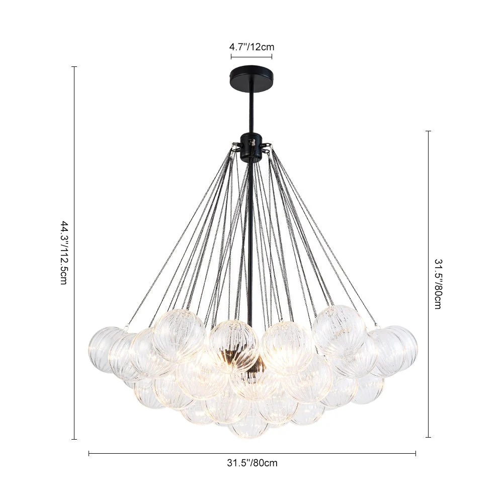 Glam Ribbed Glass Globe Textured Bubble Cluster Chandelier - Image 9