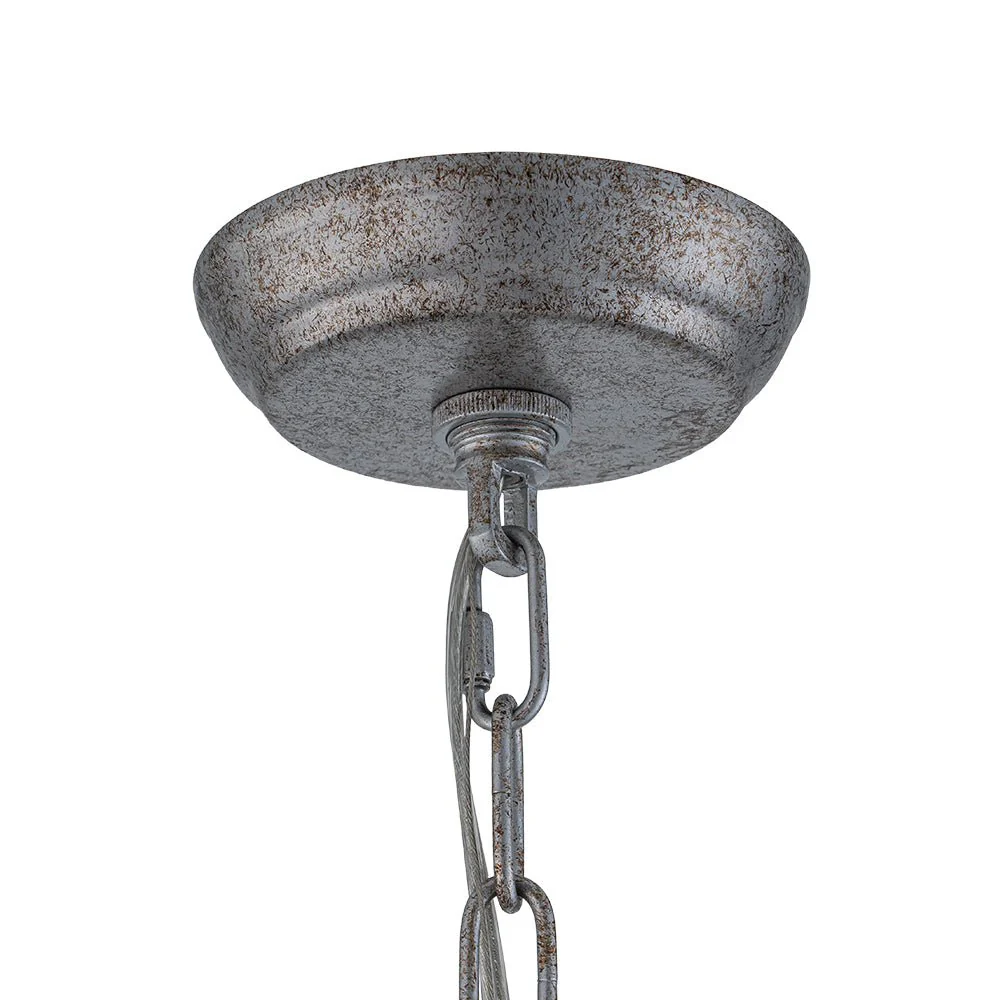 Glam Shabby Chic Crystal Globe Chandelier Distressed Silver - Image 16
