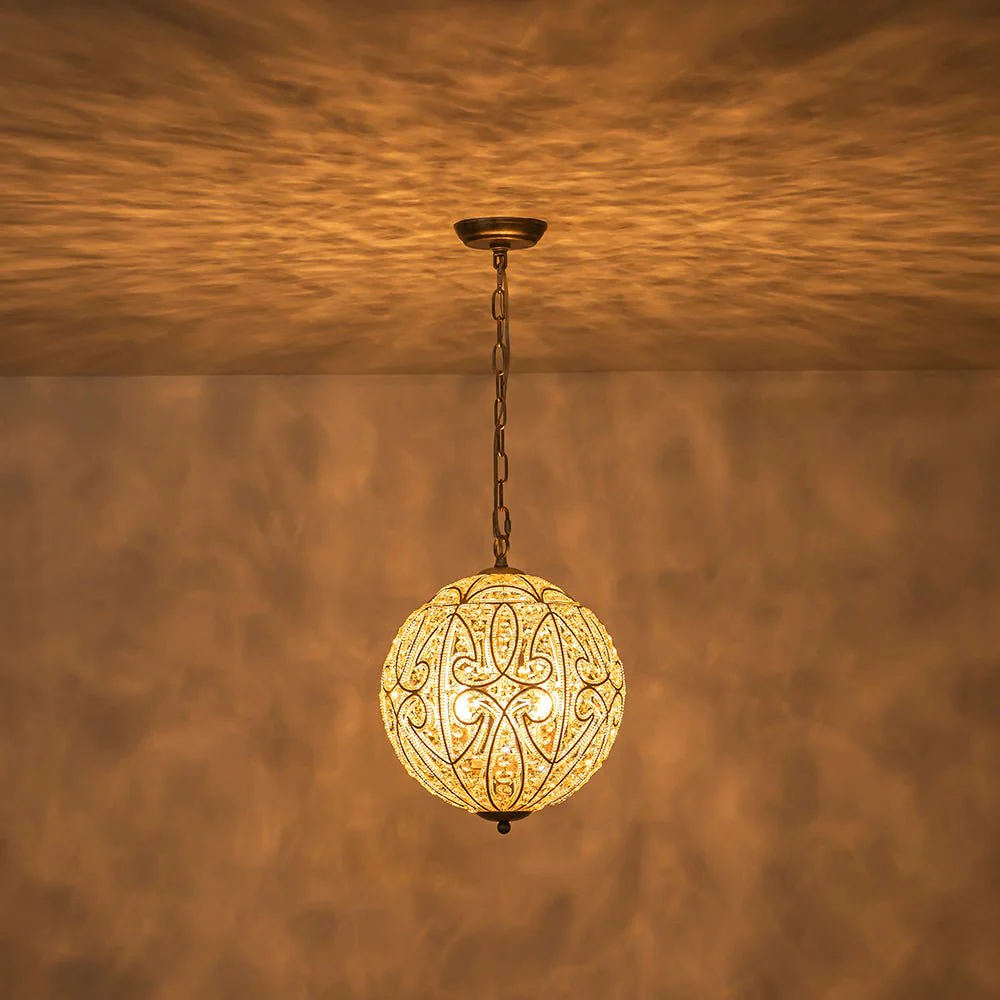 Glam Shabby Chic Crystal Globe Chandelier Distressed Silver - Image 31