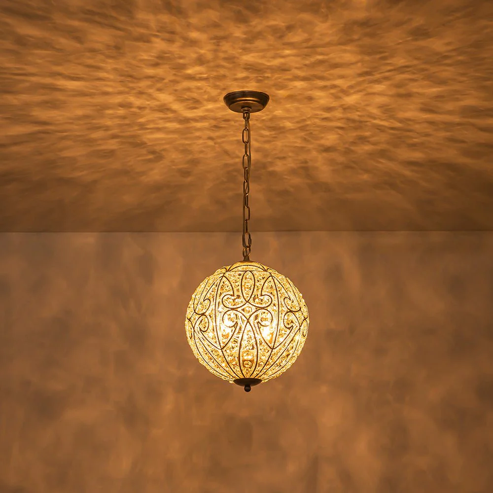 Glam Shabby Chic Crystal Globe Chandelier Distressed Silver - Image 32