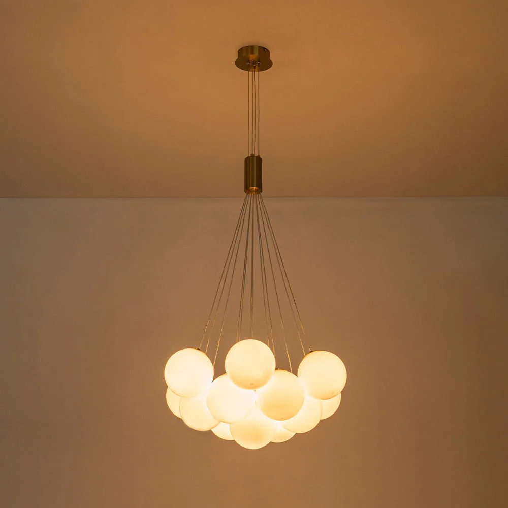 Glam Shine Opal Glass Globe Cluster Bubble Chandelier - Image 10