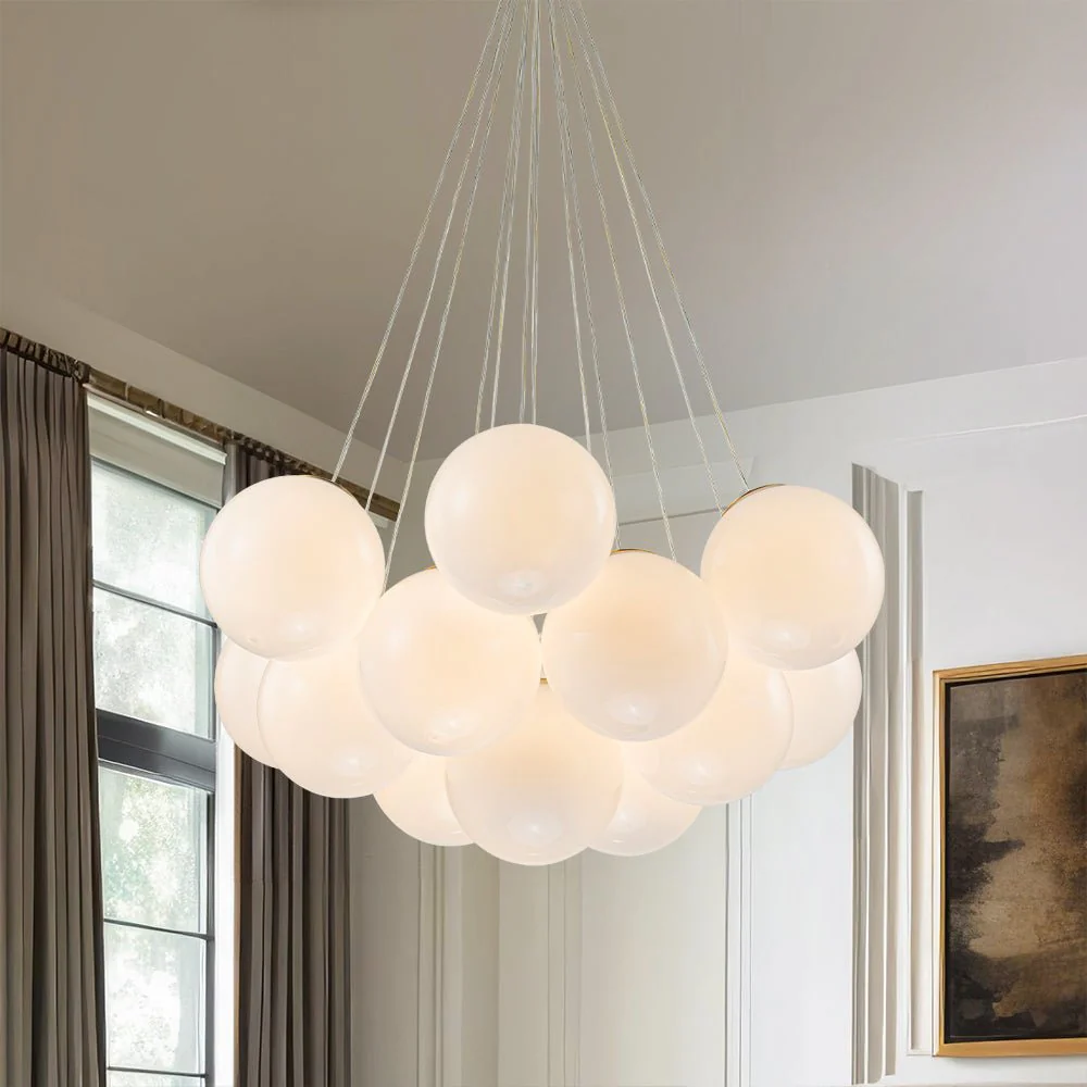 Glam Shine Opal Glass Globe Cluster Bubble Chandelier - Image 2