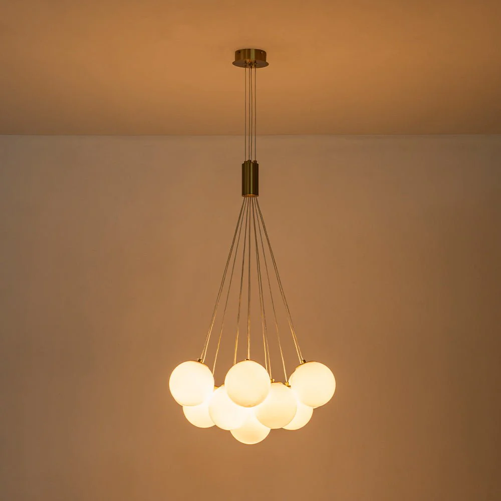 Glam Shine Opal Glass Globe Cluster Bubble Chandelier - Image 9