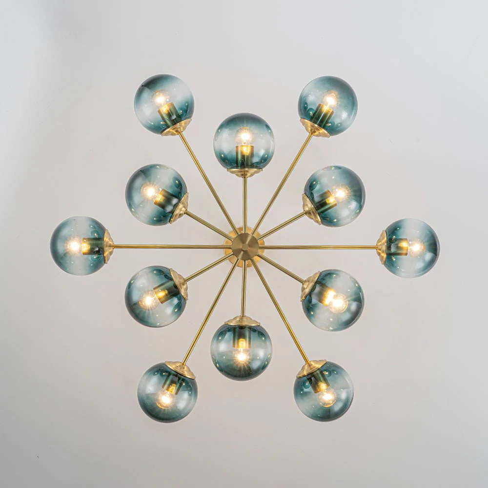 Glam Tiered Blue Glass Globe Bubble Sputnik Chandelier - Image 11