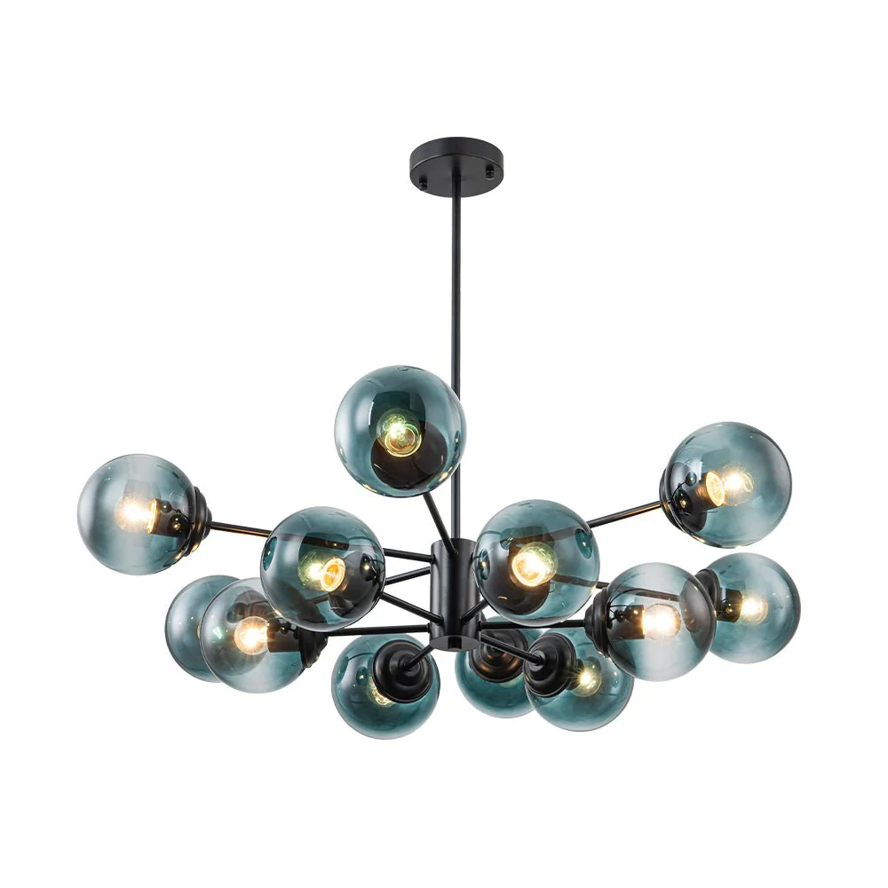 Glam Tiered Blue Glass Globe Bubble Sputnik Chandelier - Image 16