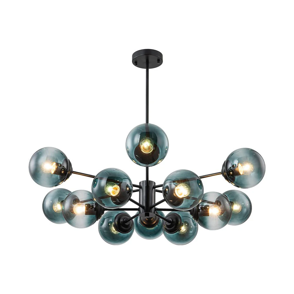 Glam Tiered Blue Glass Globe Bubble Sputnik Chandelier - Image 17
