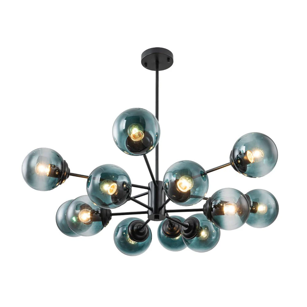 Glam Tiered Blue Glass Globe Bubble Sputnik Chandelier - Image 19