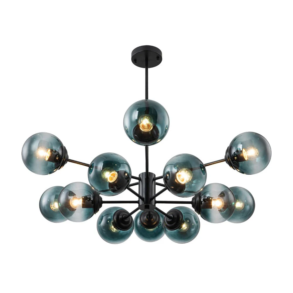 Glam Tiered Blue Glass Globe Bubble Sputnik Chandelier - Image 20