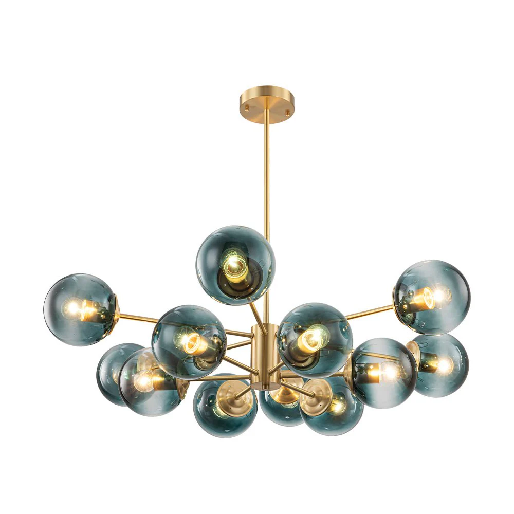 Glam Tiered Blue Glass Globe Bubble Sputnik Chandelier - Image 5