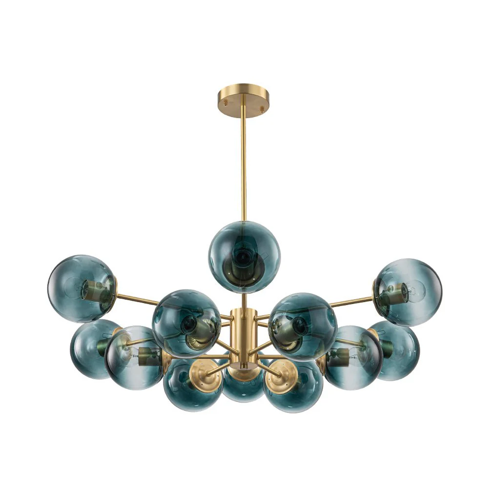 Glam Tiered Blue Glass Globe Bubble Sputnik Chandelier - Image 6