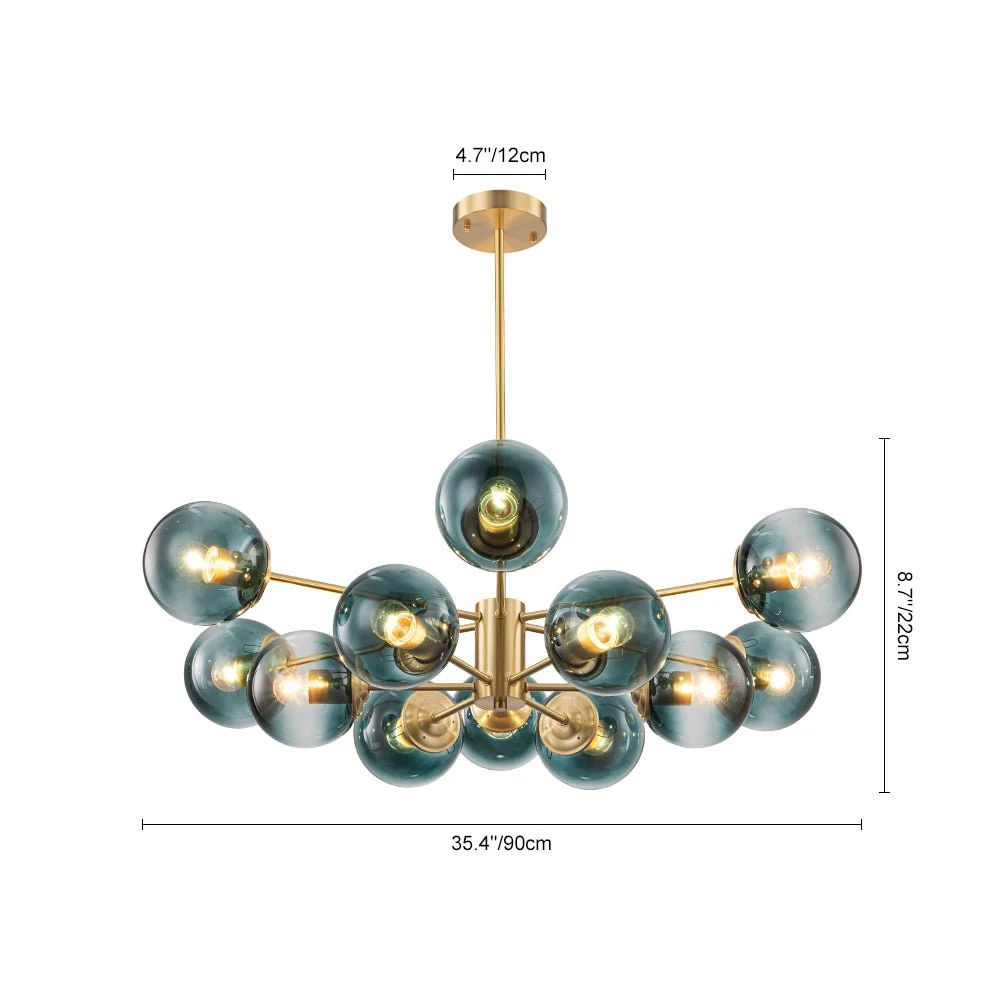 Glam Tiered Blue Glass Globe Bubble Sputnik Chandelier - Image 7