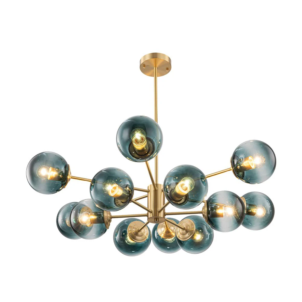 Glam Tiered Blue Glass Globe Bubble Sputnik Chandelier - Image 8