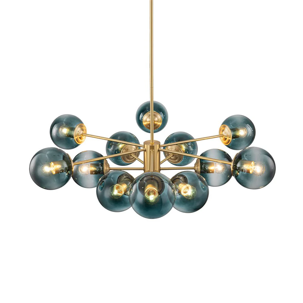 Glam Tiered Blue Glass Globe Bubble Sputnik Chandelier - Image 9