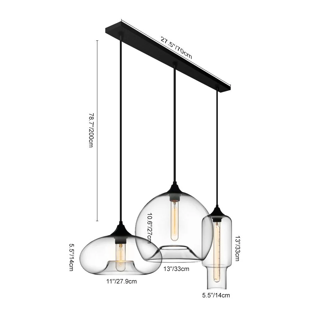 Glass Linear 3-light Island Pendant - Image 11