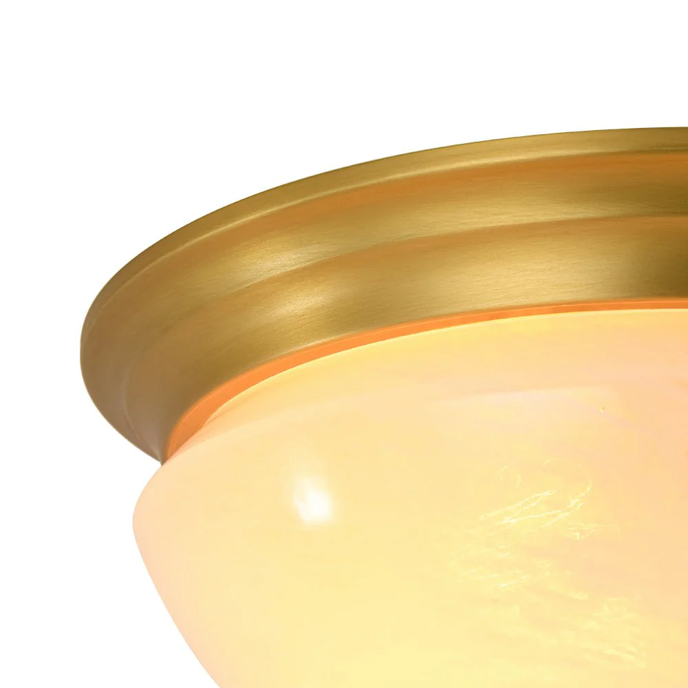Gold Mid-Century Alabaster Glass Shade Flush Mount Light - Image 10