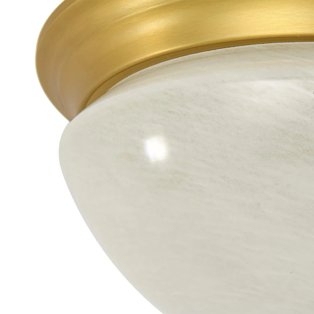 Gold Mid-Century Alabaster Glass Shade Flush Mount Light - Image 11