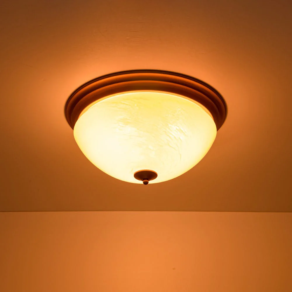 Gold Mid-Century Alabaster Glass Shade Flush Mount Light - Image 13