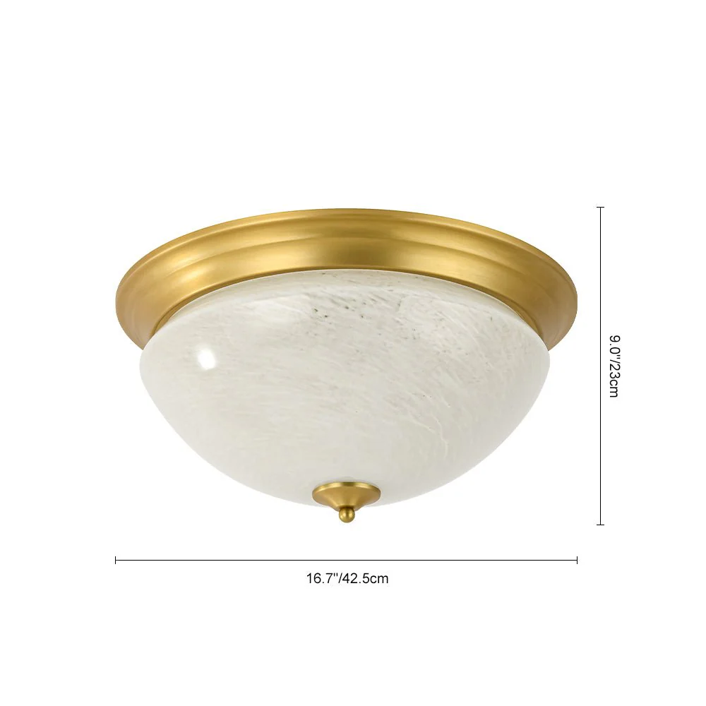 Gold Mid-Century Alabaster Glass Shade Flush Mount Light - Image 15