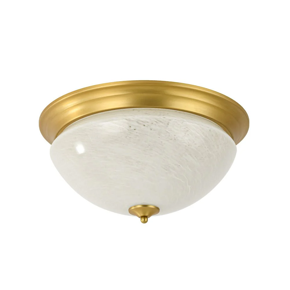 Gold Mid-Century Alabaster Glass Shade Flush Mount Light - Image 3