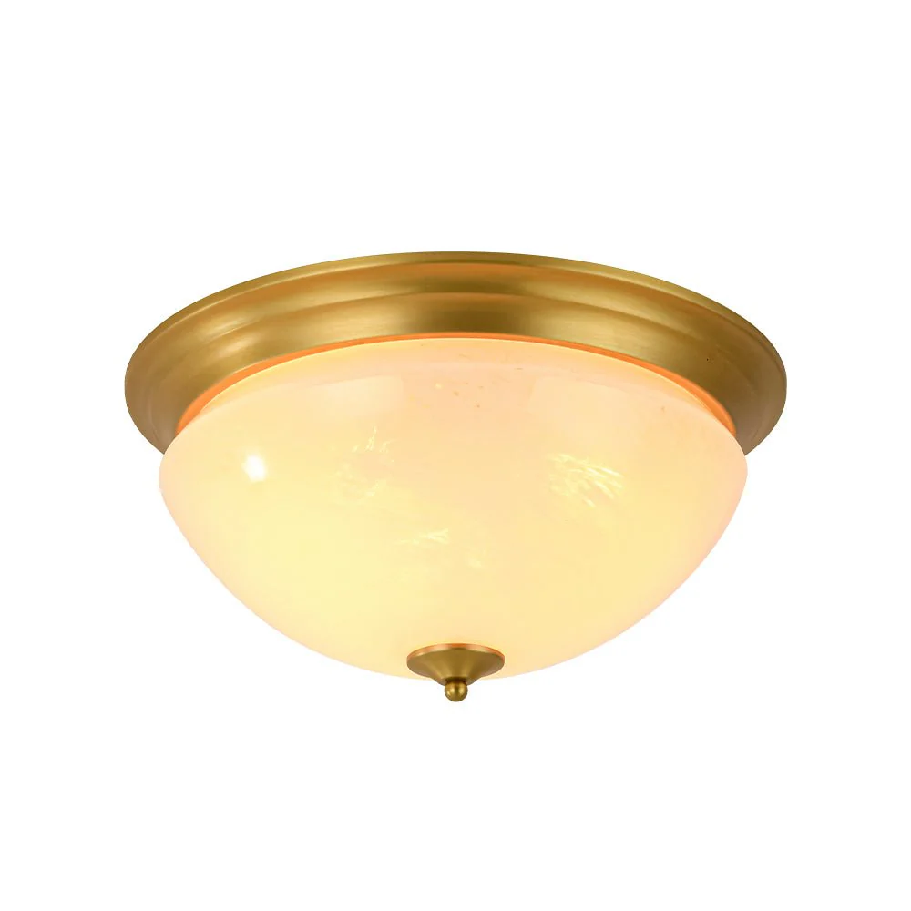 Gold Mid-Century Alabaster Glass Shade Flush Mount Light - Image 4