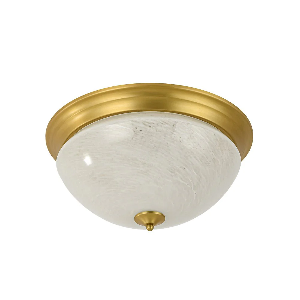 Gold Mid-Century Alabaster Glass Shade Flush Mount Light - Image 5