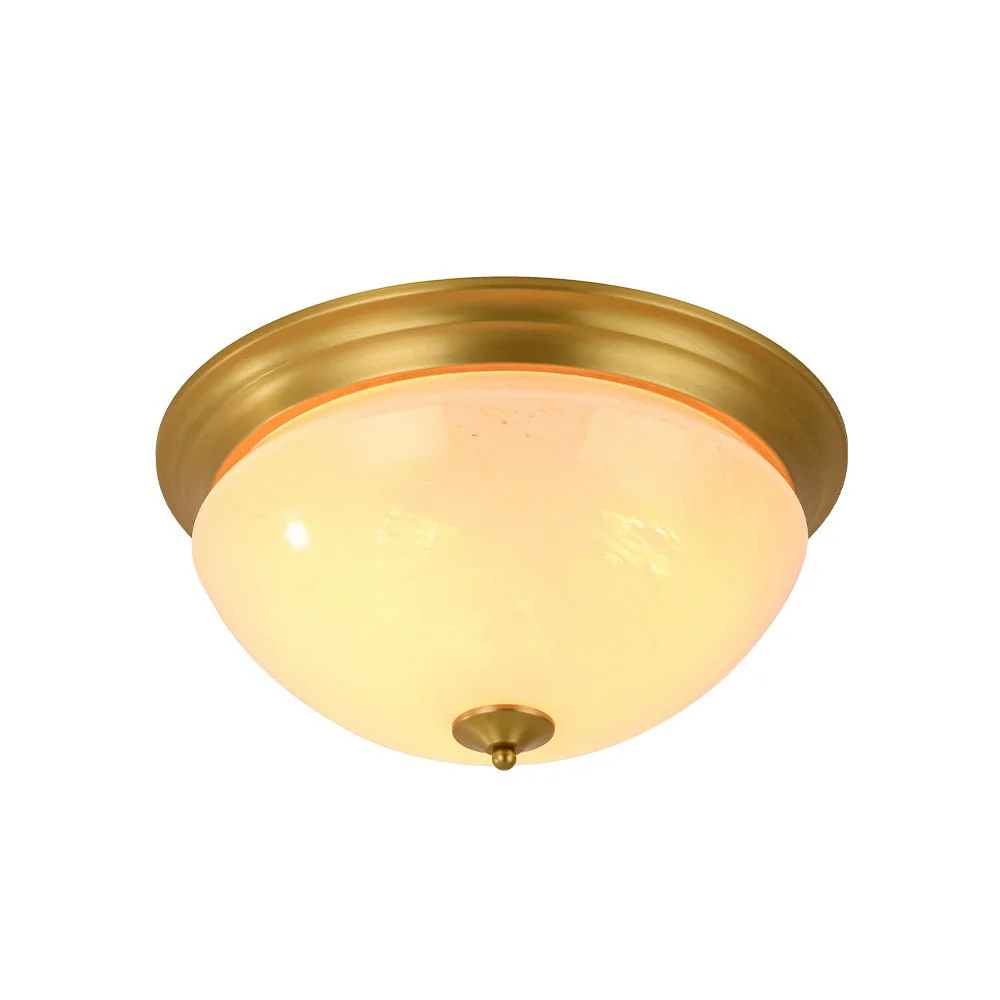Gold Mid-Century Alabaster Glass Shade Flush Mount Light - Image 6
