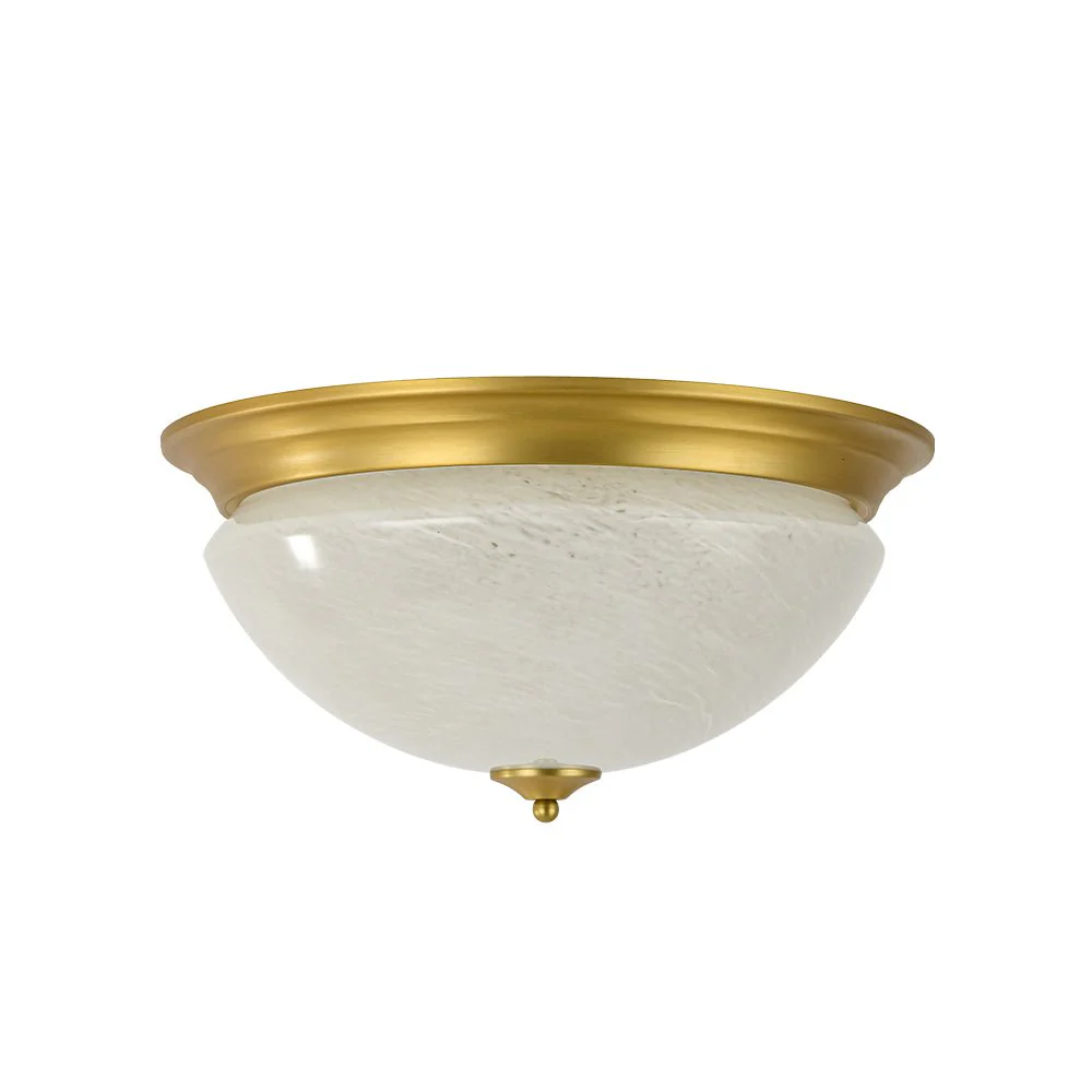 Gold Mid-Century Alabaster Glass Shade Flush Mount Light - Image 7