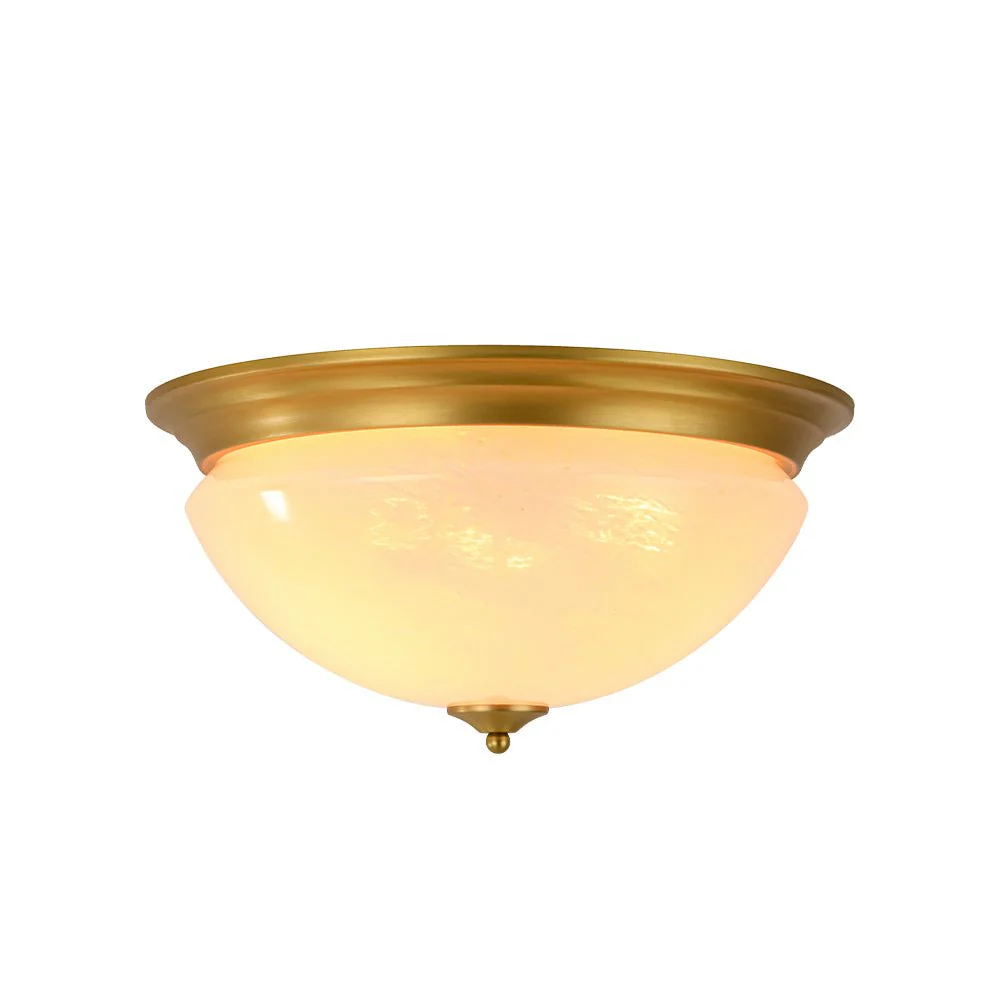 Gold Mid-Century Alabaster Glass Shade Flush Mount Light - Image 8
