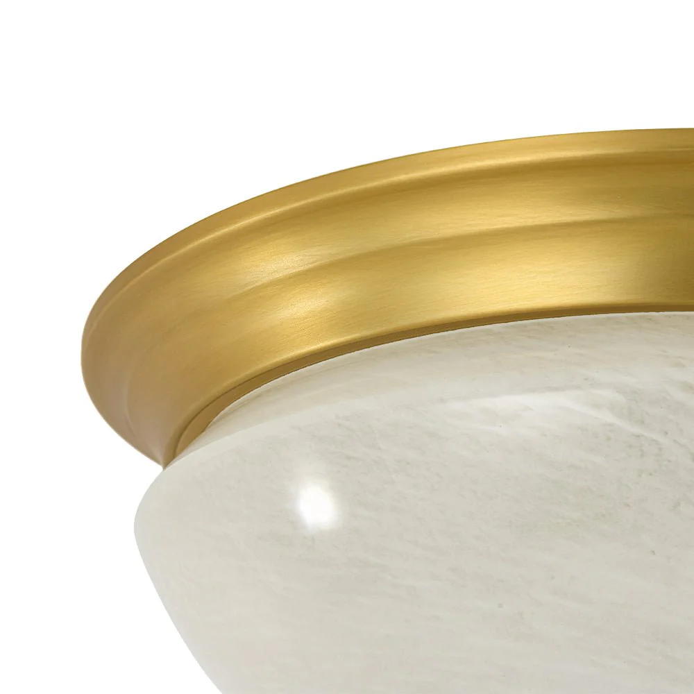 Gold Mid-Century Alabaster Glass Shade Flush Mount Light - Image 9