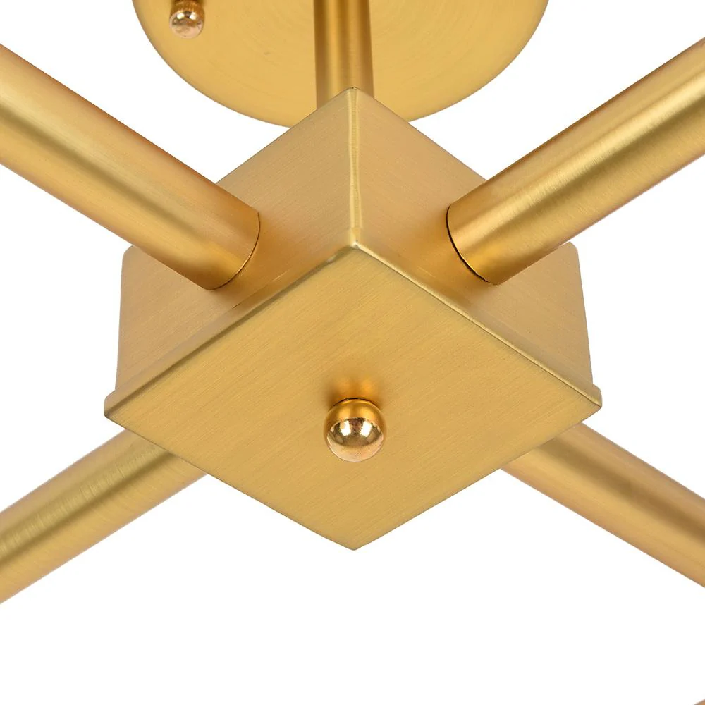 Gold Sputnik Frosted Glass Globe Semi Flush Mount Chandelier - Image 11