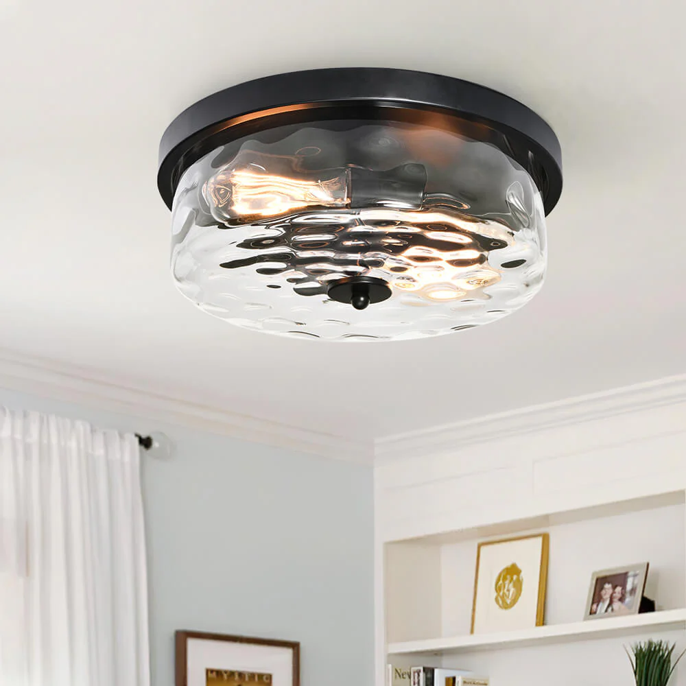 Hammered Glass Flush Mount Ceiling Light - Image 2