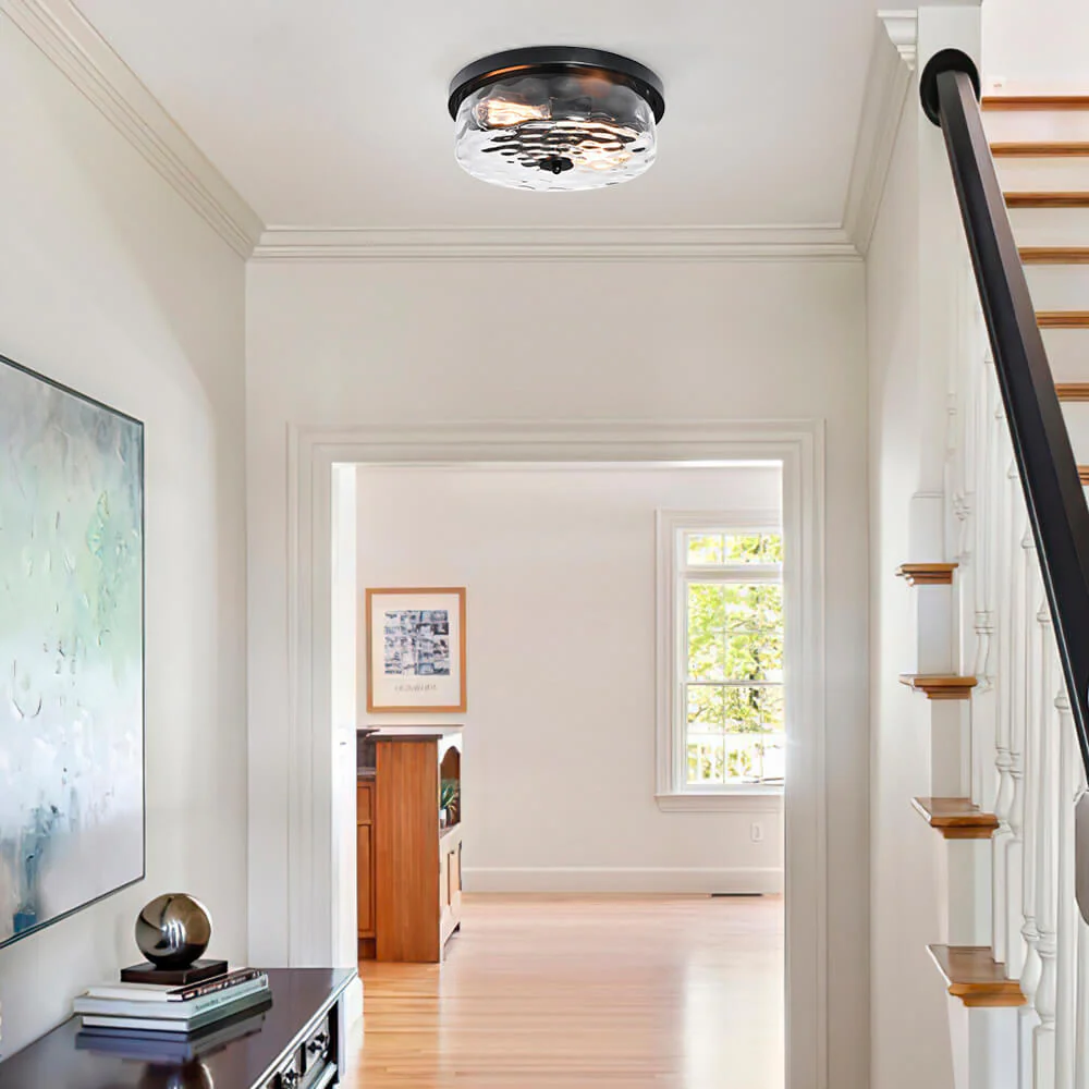 Hammered Glass Flush Mount Ceiling Light - Image 3