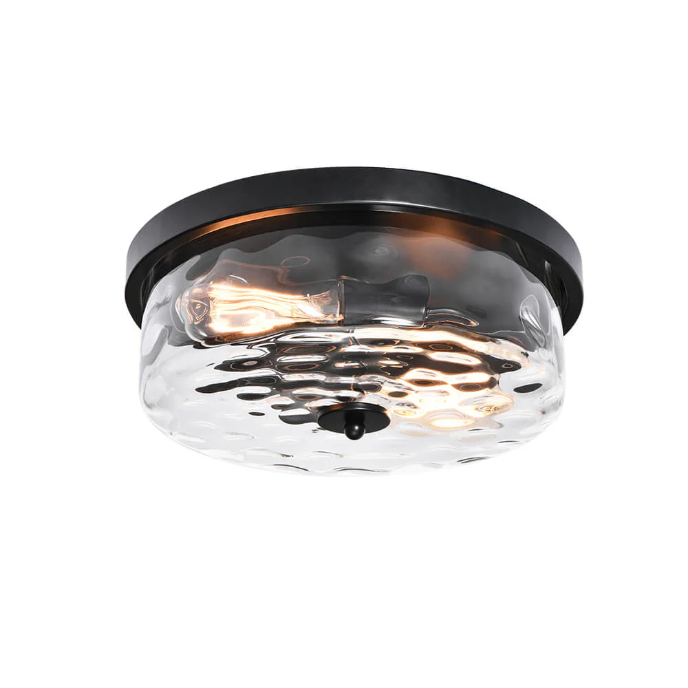 Hammered Glass Flush Mount Ceiling Light - Image 4