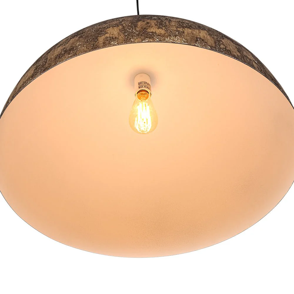Hand-Applied Aged Bronze Patina Oversized Metal Dome Pendant - Image 10