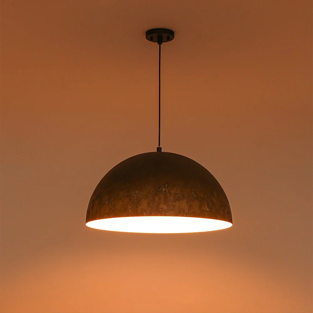 Hand-Applied Aged Bronze Patina Oversized Metal Dome Pendant - Image 13