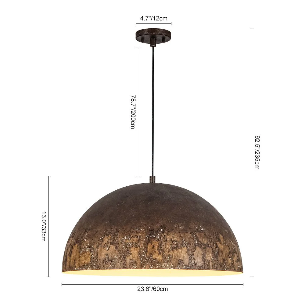 Hand-Applied Aged Bronze Patina Oversized Metal Dome Pendant - Image 14