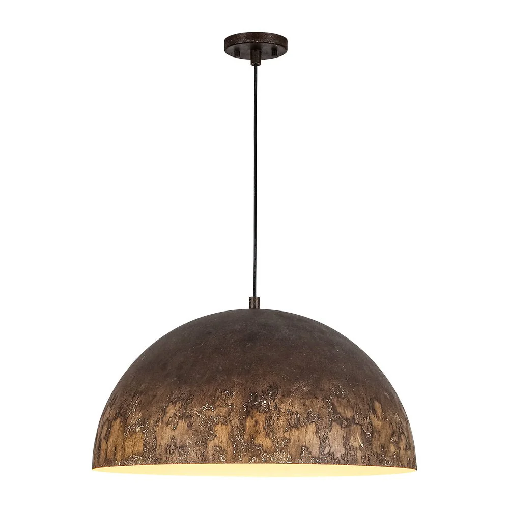 Hand-Applied Aged Bronze Patina Oversized Metal Dome Pendant - Image 3