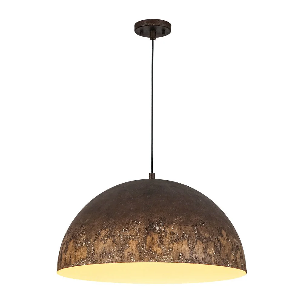 Hand-Applied Aged Bronze Patina Oversized Metal Dome Pendant - Image 5