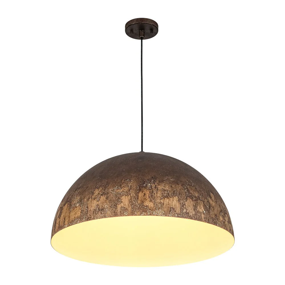 Hand-Applied Aged Bronze Patina Oversized Metal Dome Pendant - Image 6
