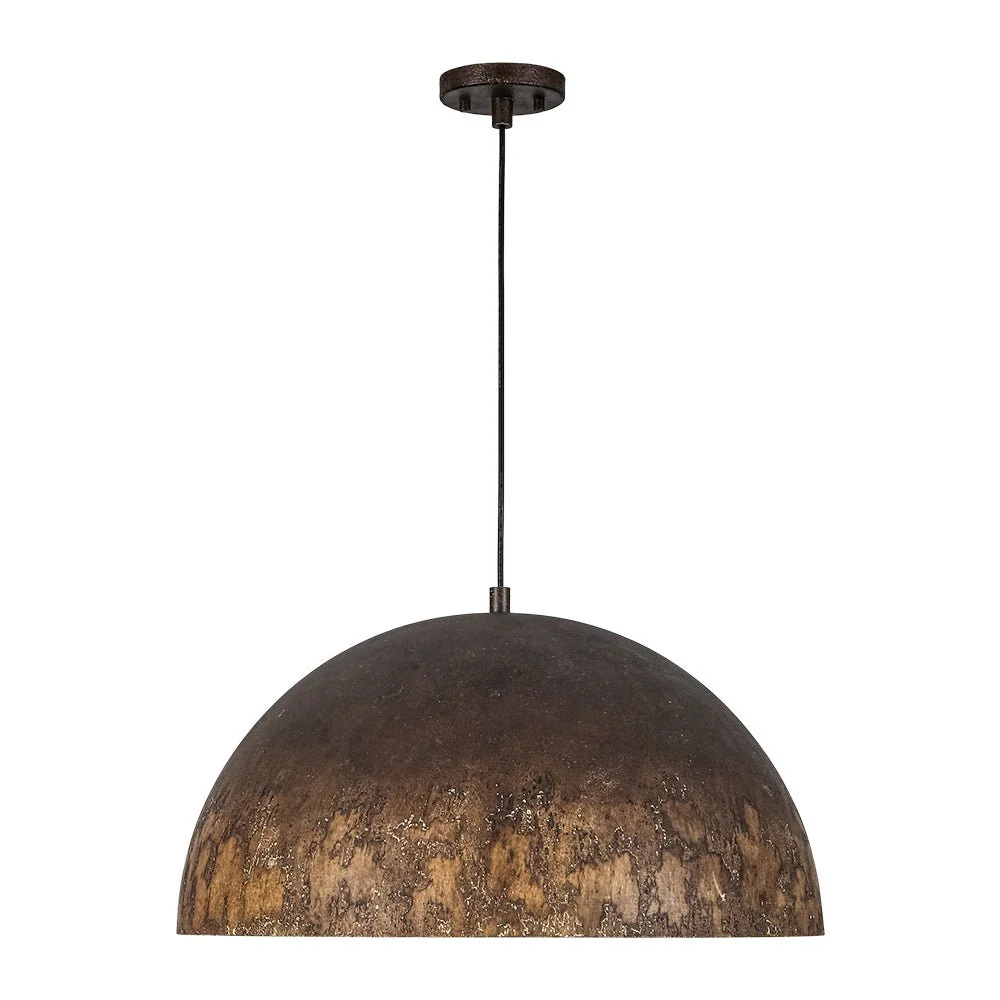 Hand-Applied Aged Bronze Patina Oversized Metal Dome Pendant - Image 7