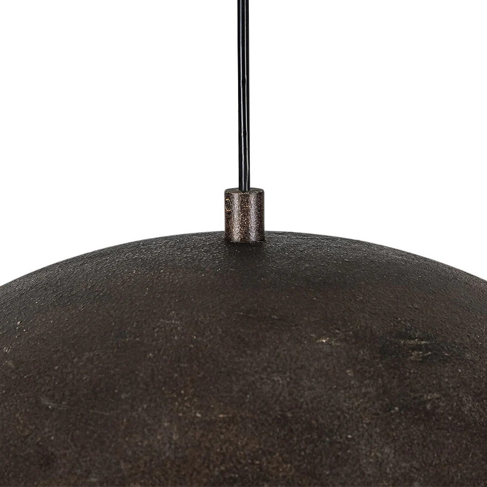 Hand-Applied Aged Bronze Patina Oversized Metal Dome Pendant - Image 9