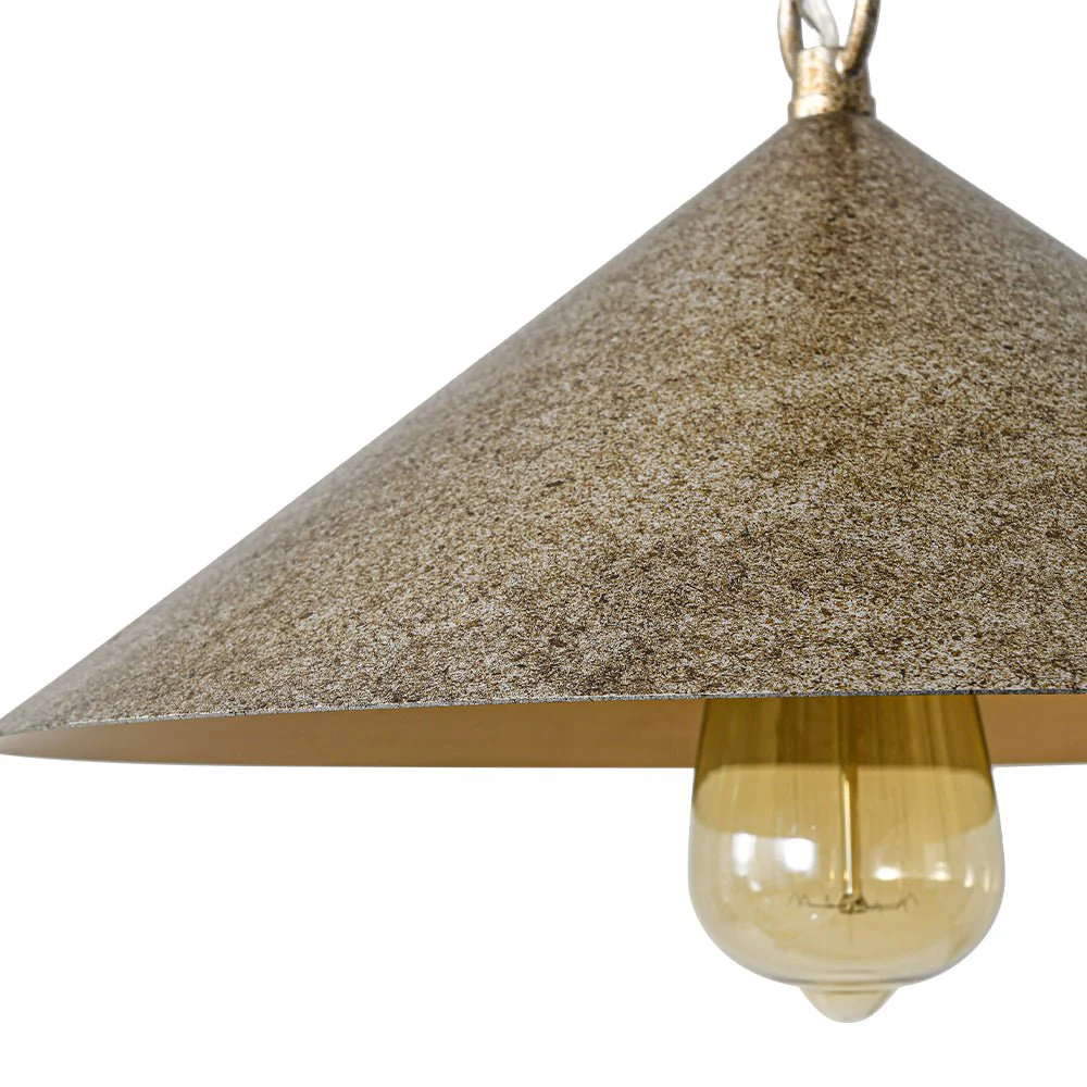 Industrial 1-Light Rusty Silver Iron Cone Kitchen Pendant - Image 13